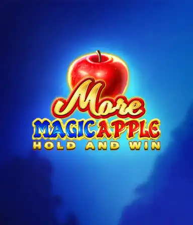 На изображении игрового автомата More Magic Apple от 3 Oaks Gaming, показывающего сказочную атмосферу с персонажами из сказки, включая замки, магические яблоки и любимых сказочных героев. В центре виден логотип игры More Magic Apple, окруженный яркими и запоминающимися графическими элементами, создающими атмосферу чудес и волшебства.